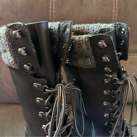 MIA Jenson Mid-Calf Lace-Up Black Combat Boots - Picture 7 of 8